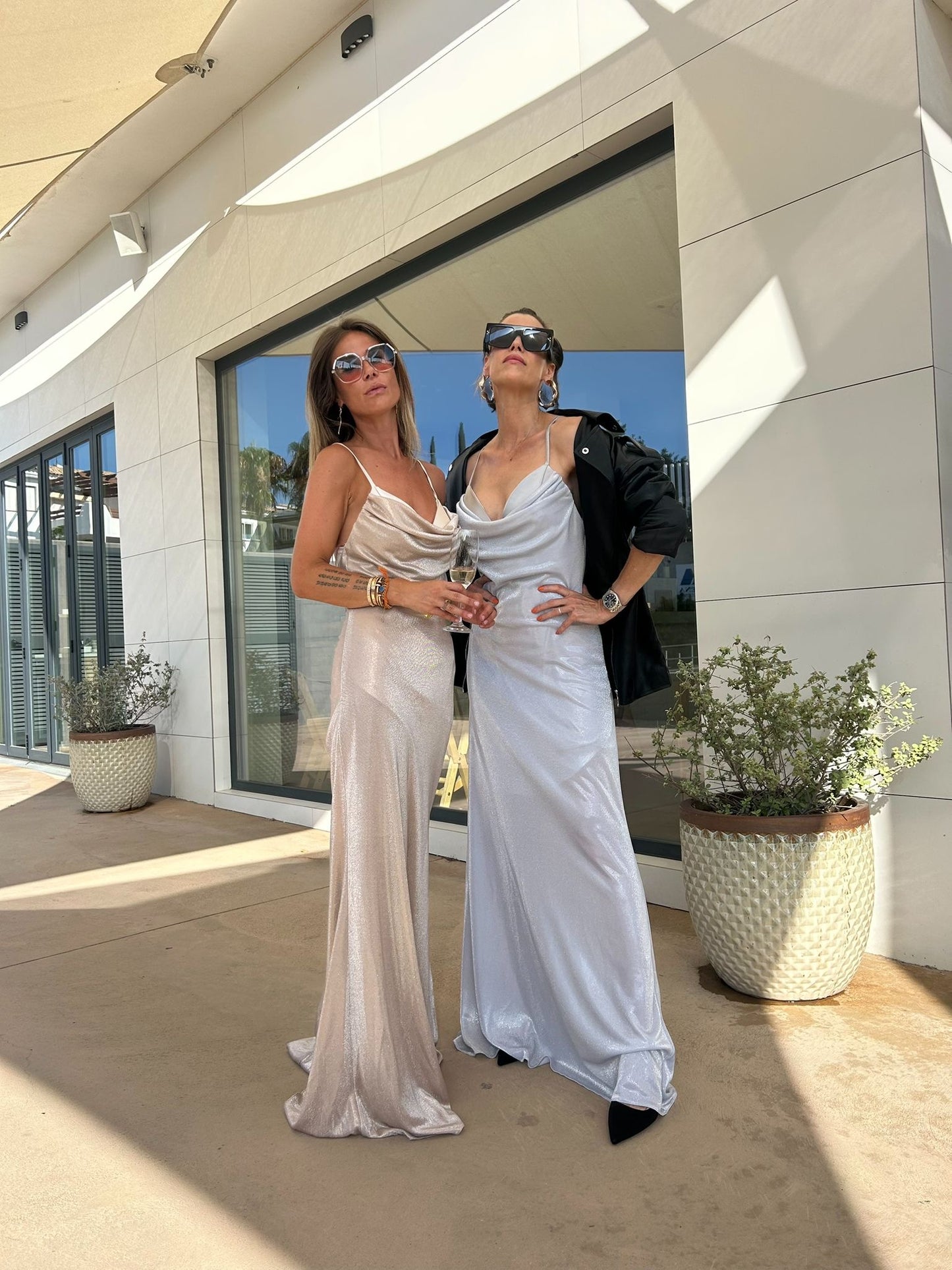 METTALIC GREY EVENING DRESS TANJA