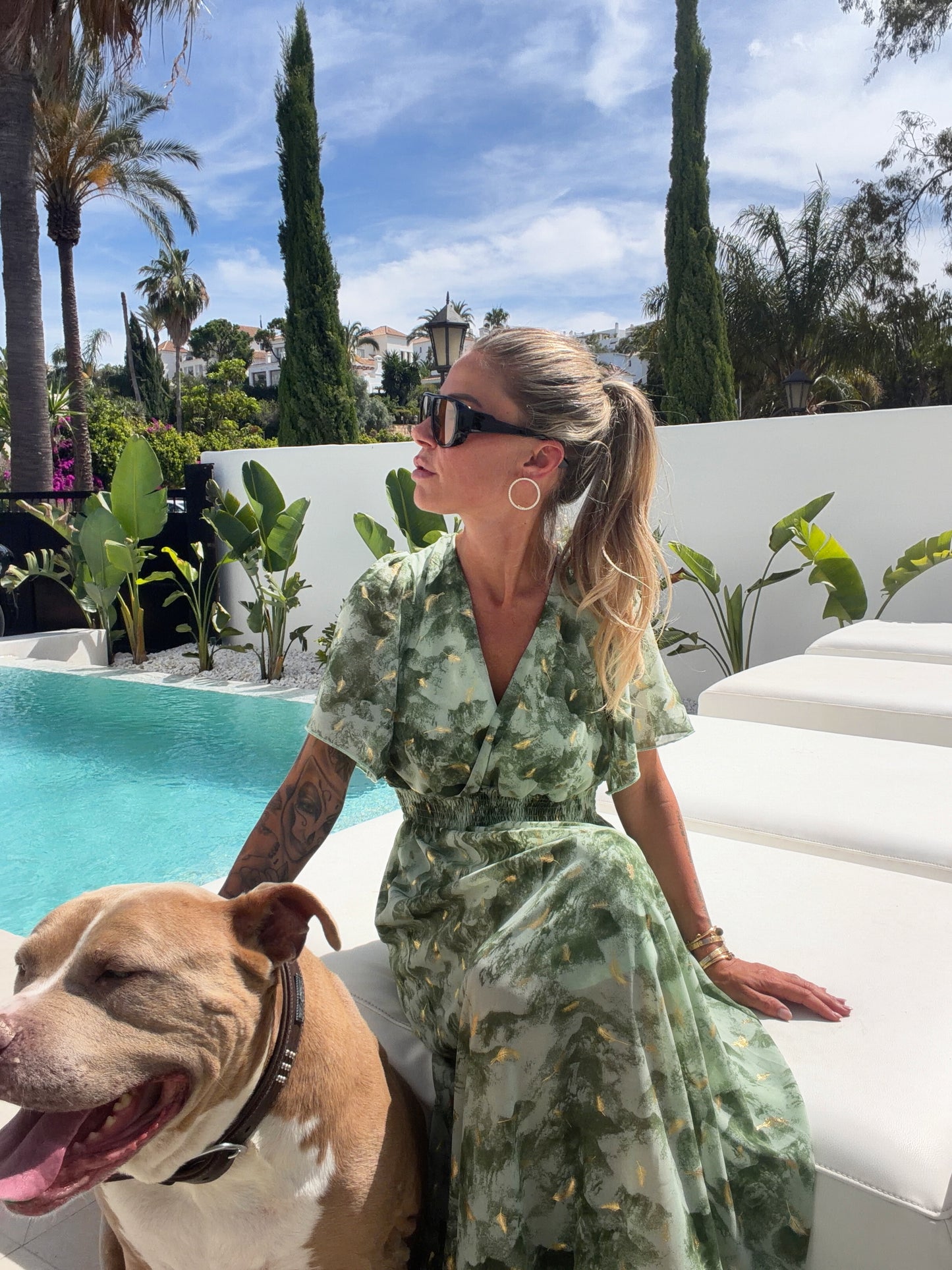 Green dress with golden details