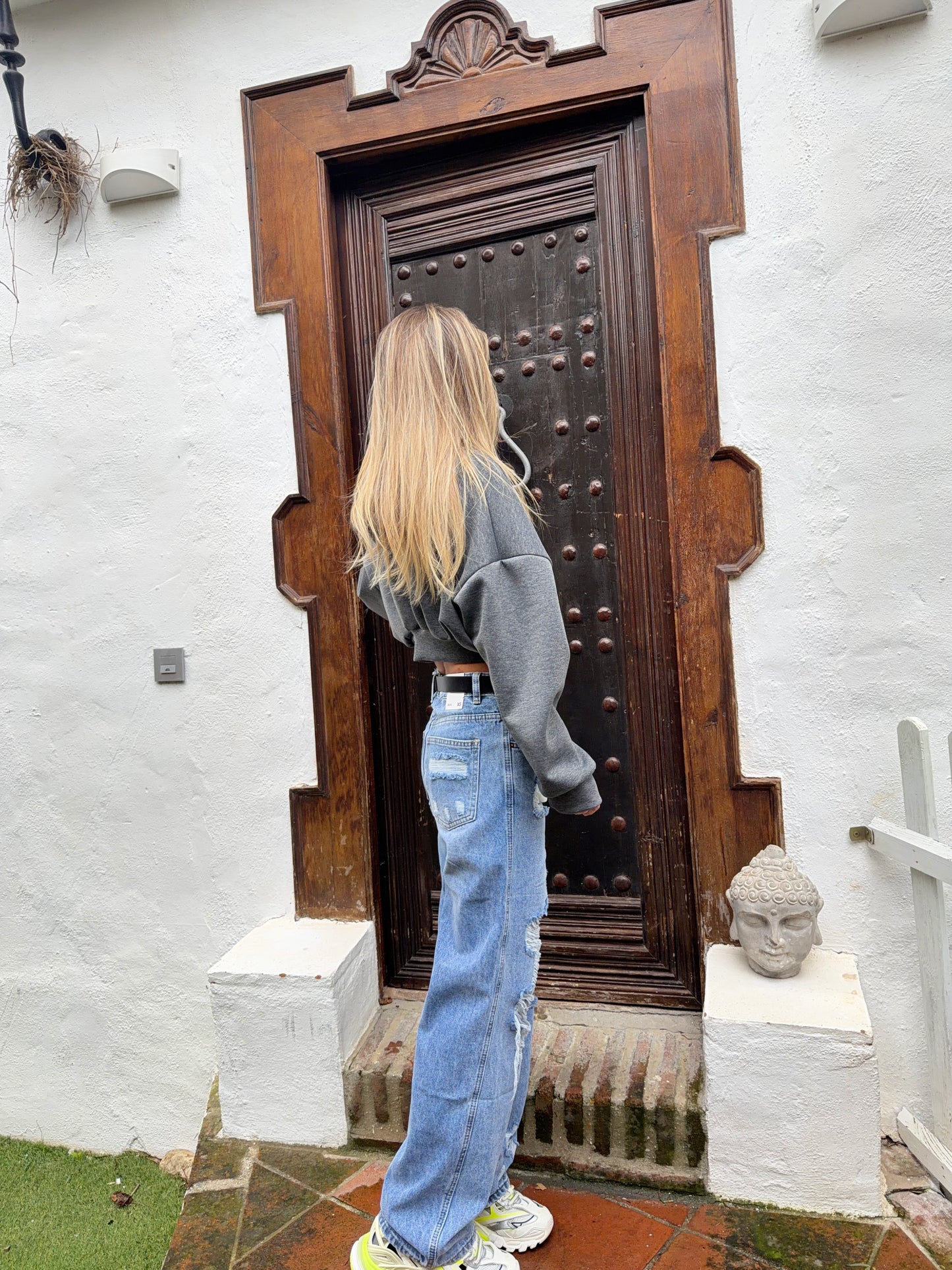 Bianca - Grey short crop sweater