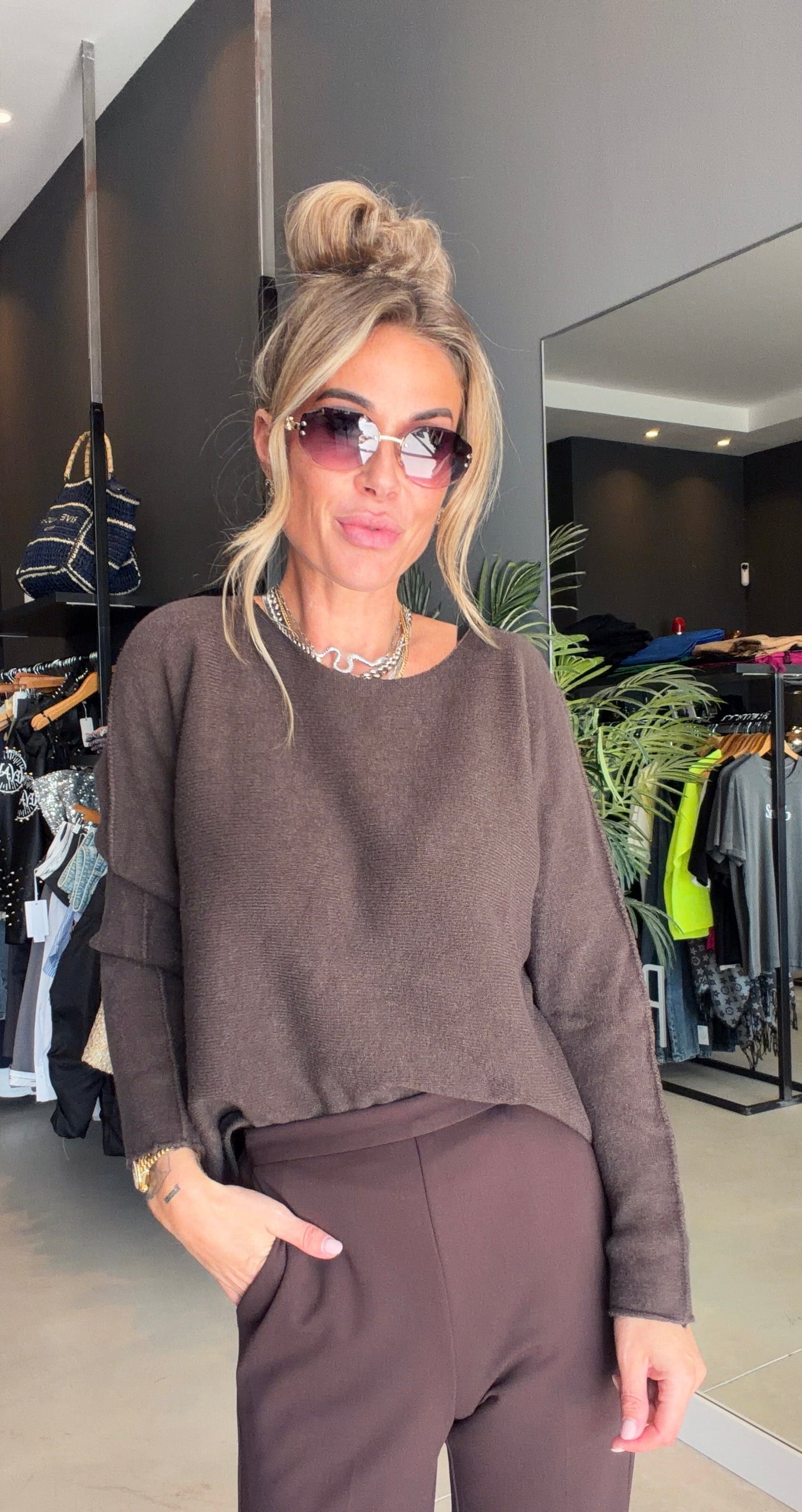 Sweater Inga Brown long sleeve