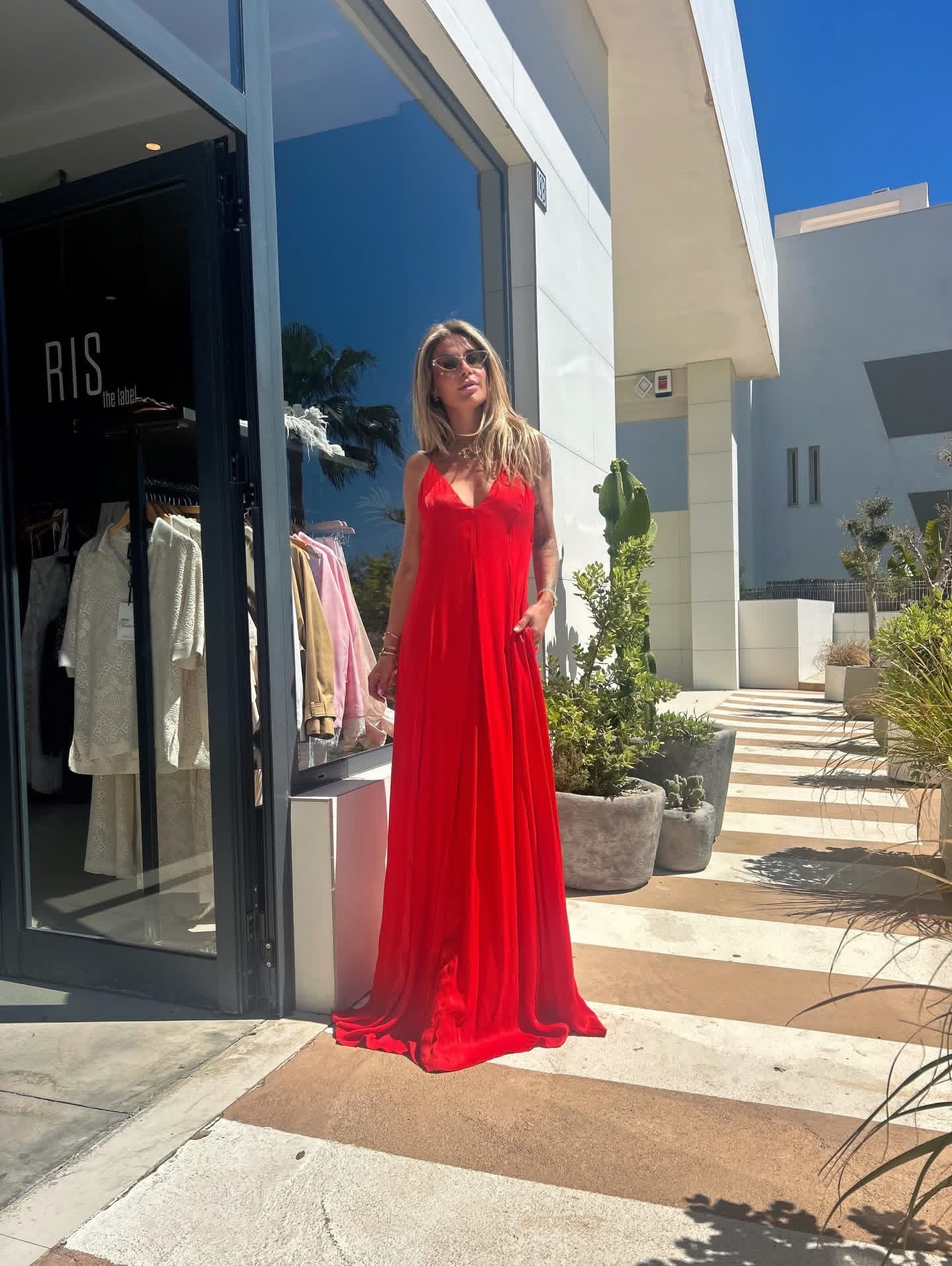 Red dress with pockets