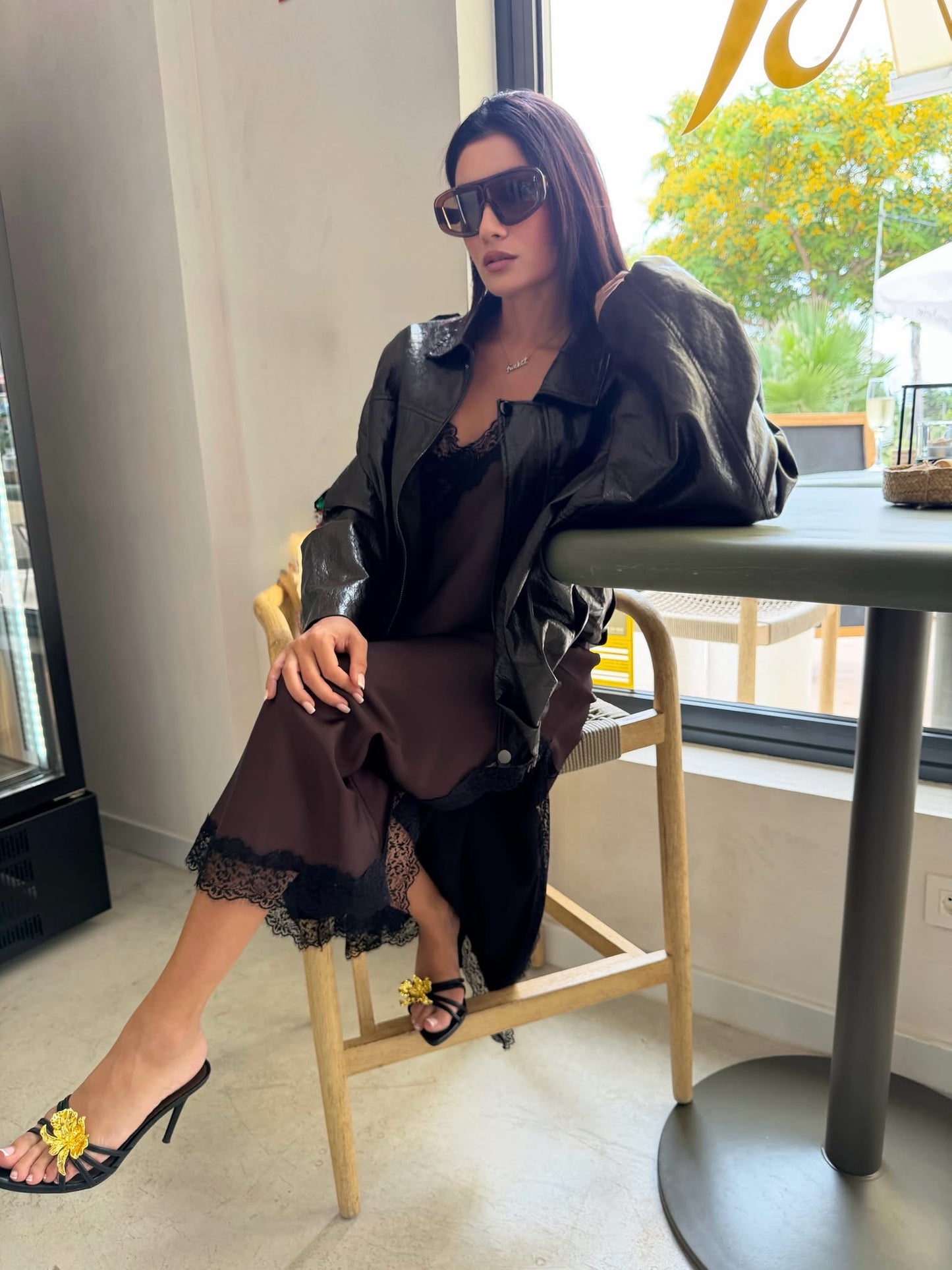 Brown lace dress