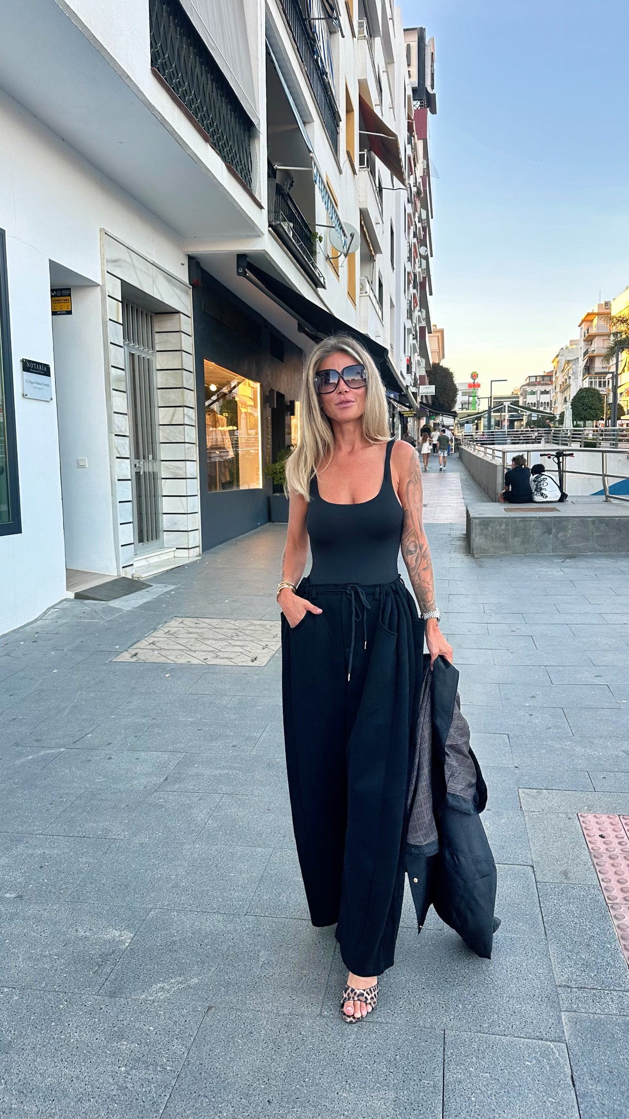 Black joggers with details