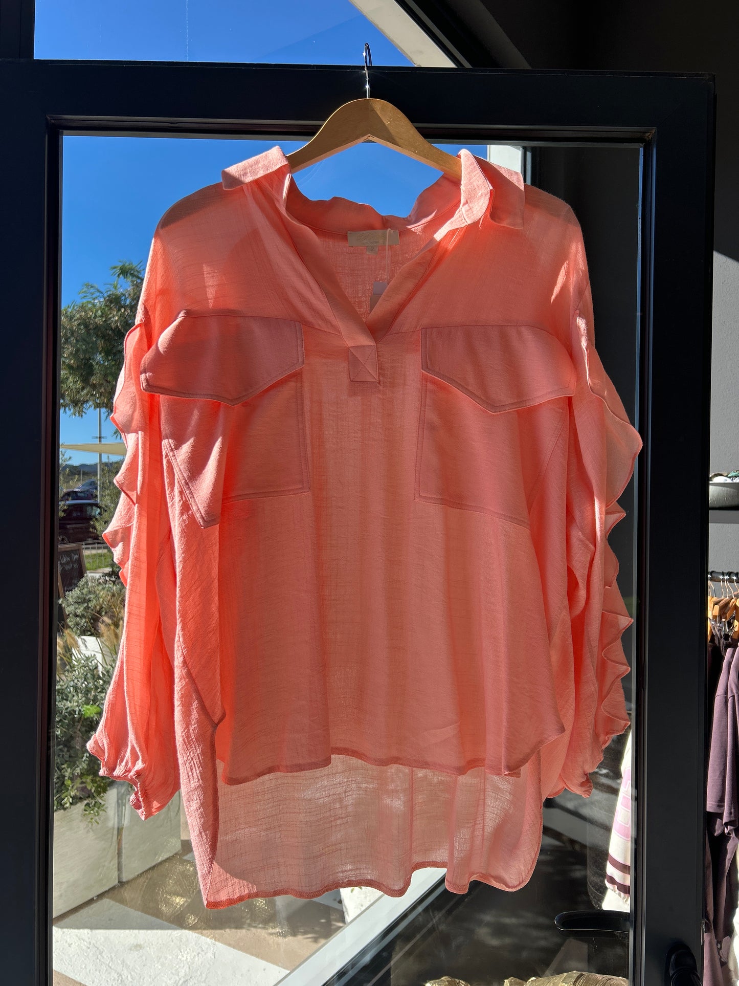 LIGHT PINK FRILL BLOUSE