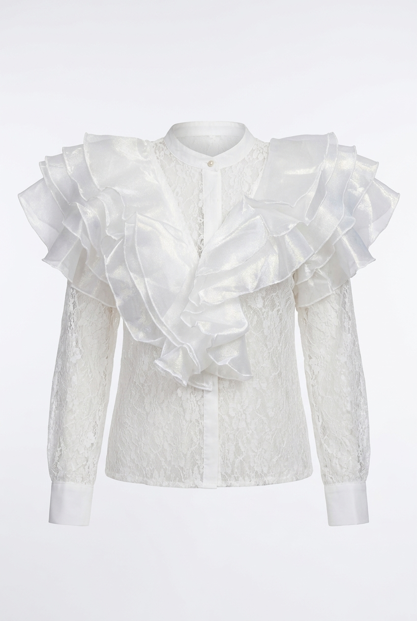 Blouse white with lace