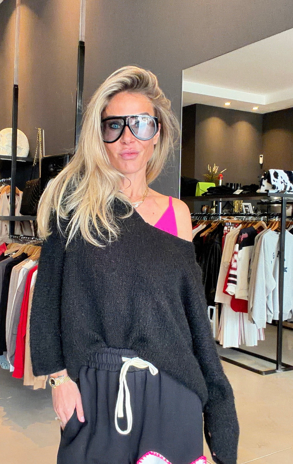 black sweater