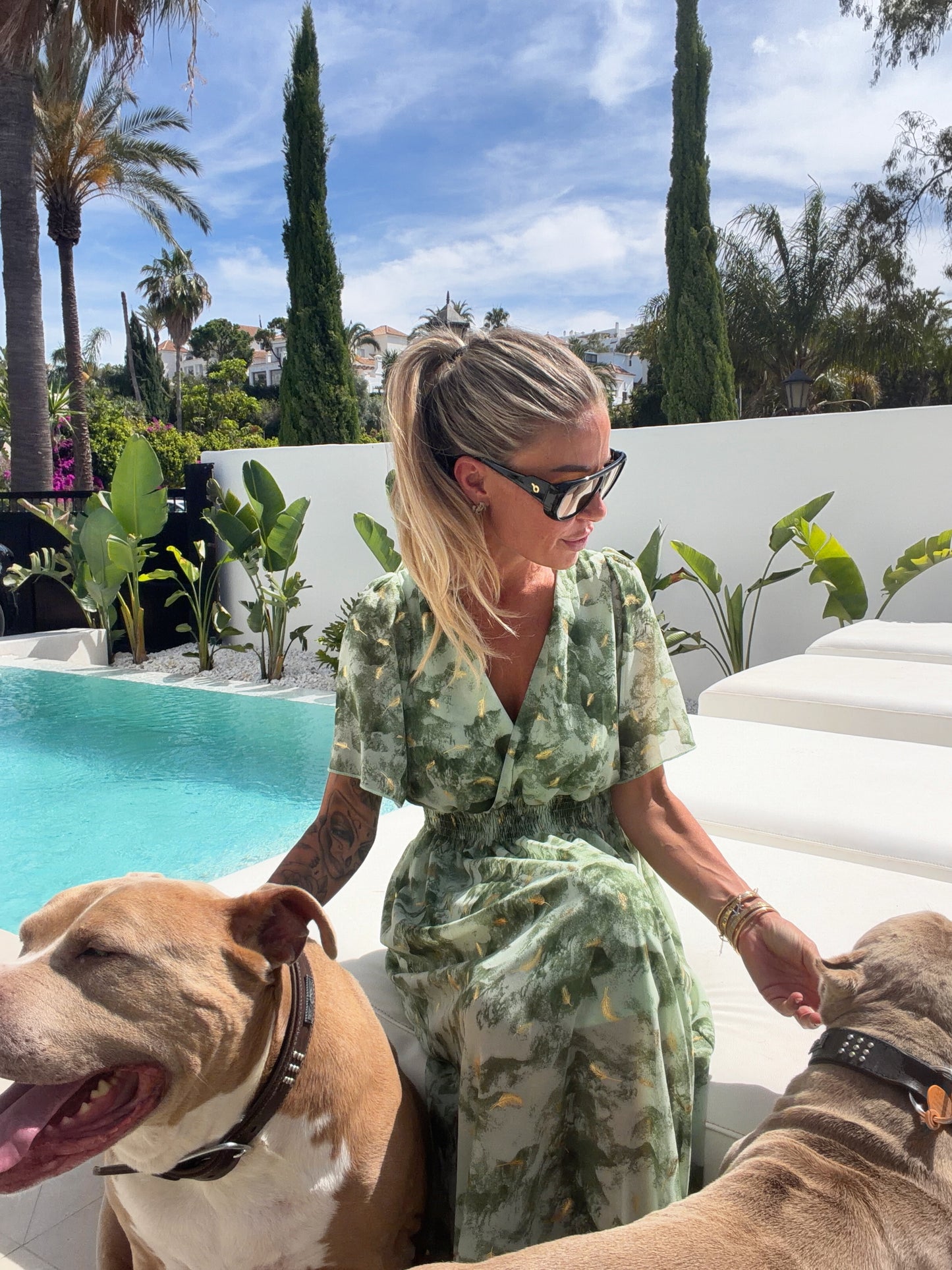 Green dress with golden details