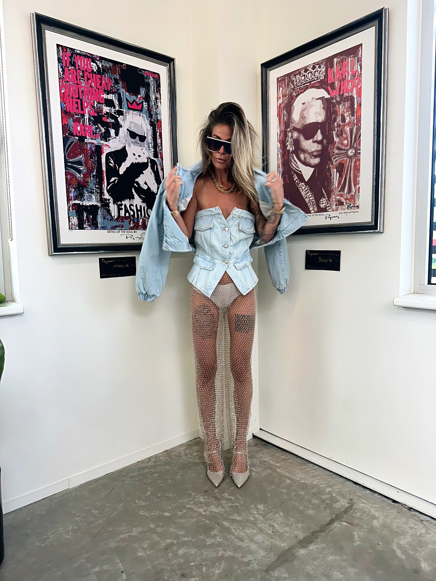 Tailored denim jacket with shoulder detail
