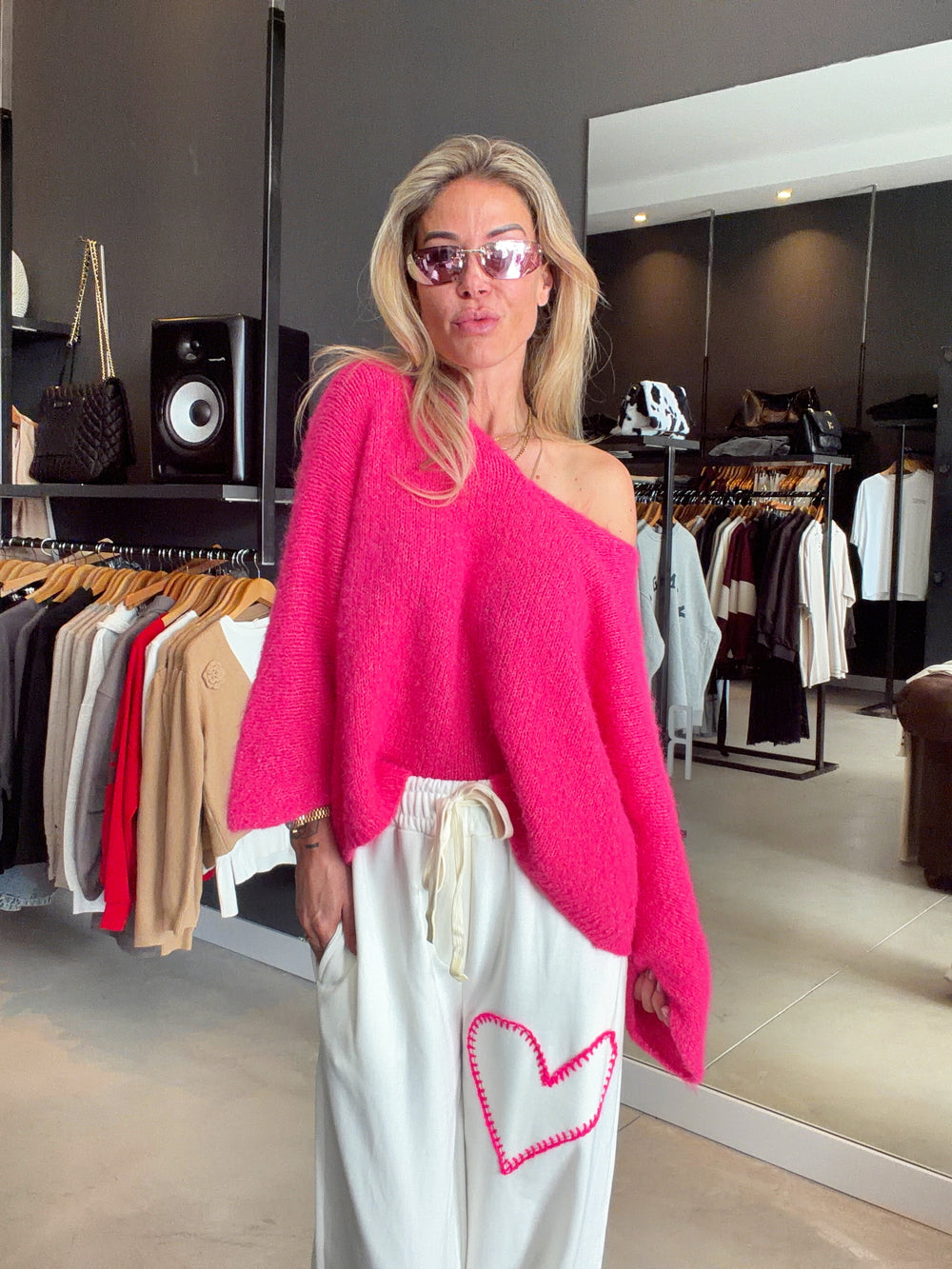 Joggers with pink heart detail