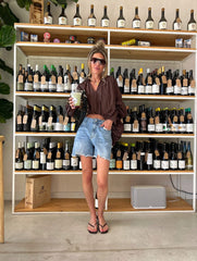 Oversized brown blouse with details