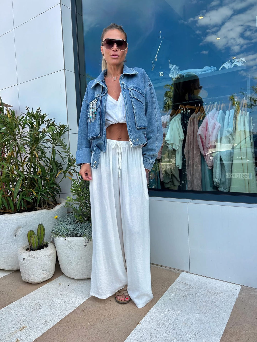 White summer trousers
