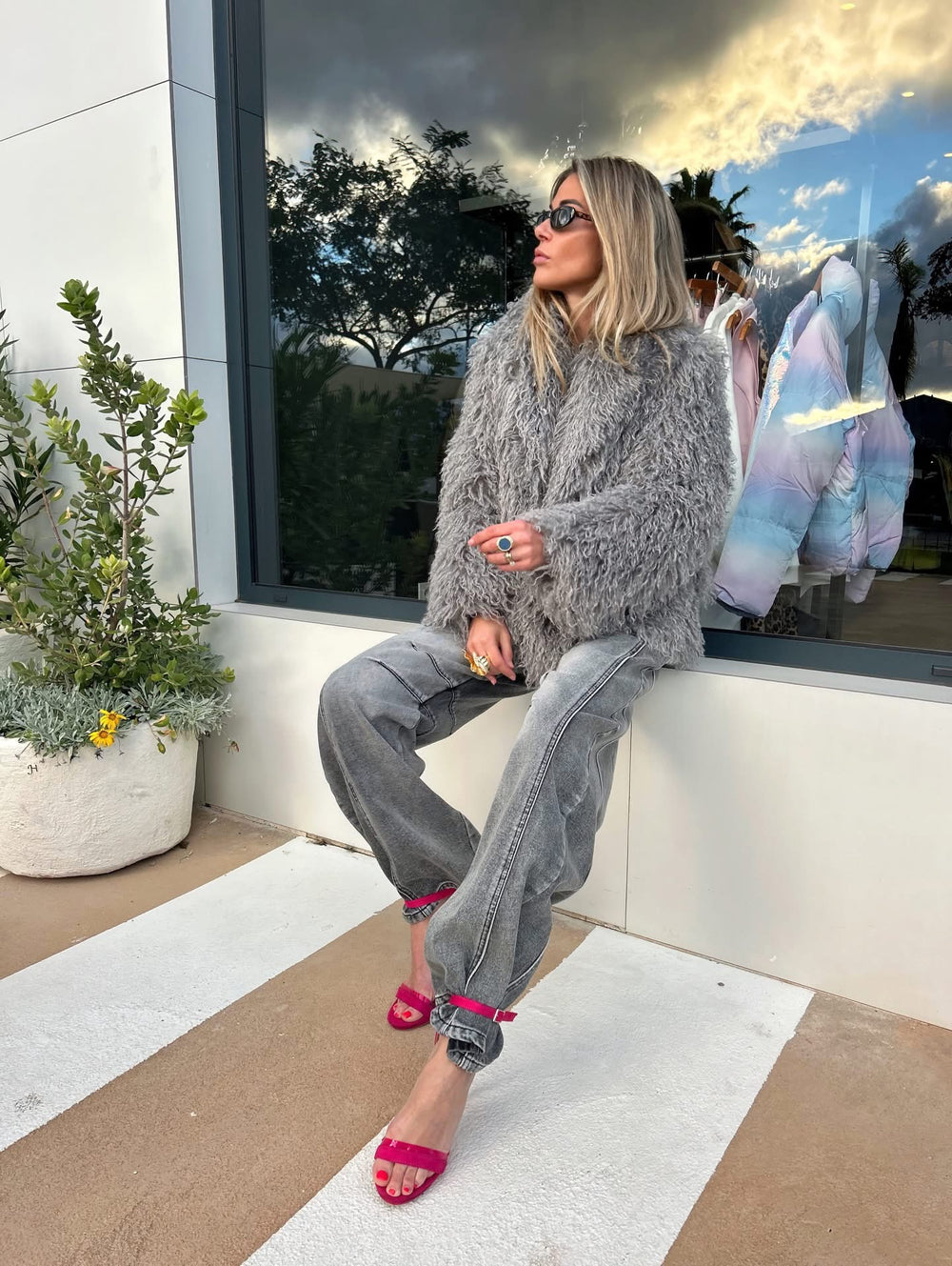 Fake fur grey