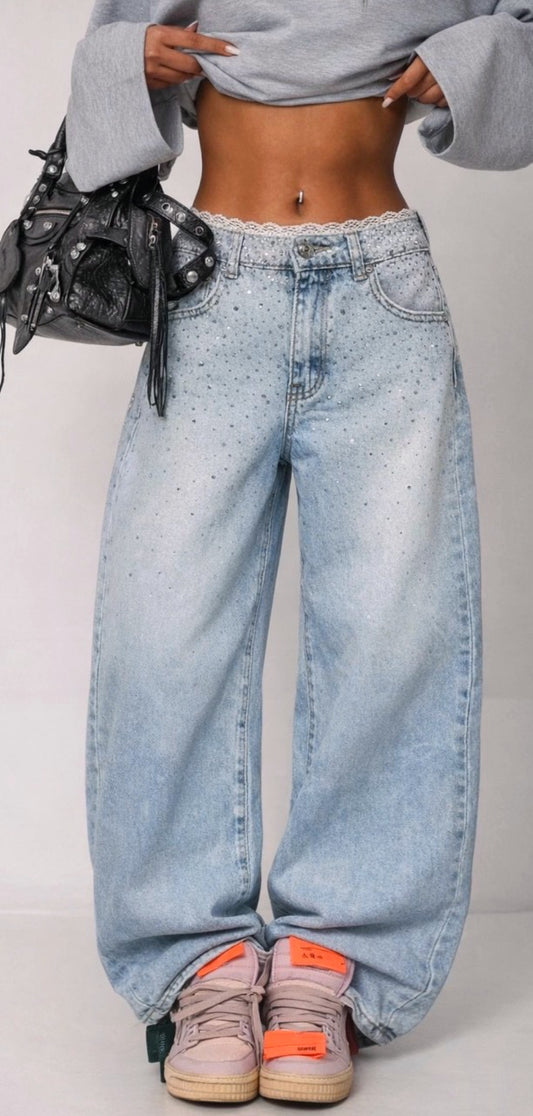 Baggy glitter jeans