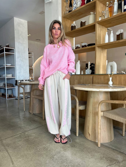 Beige with pink stripes