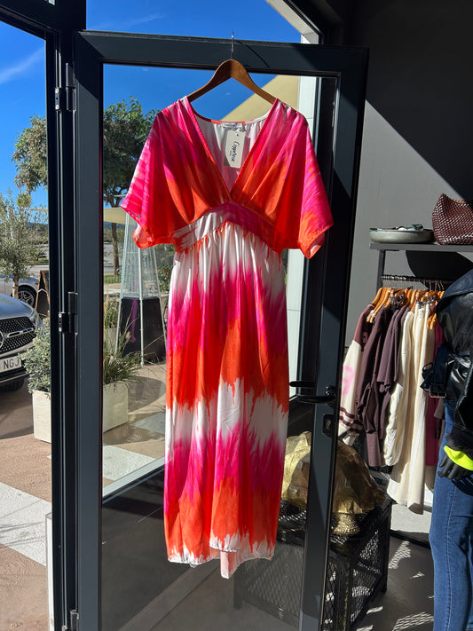 PINK ORANGE TIE DYE DRESS