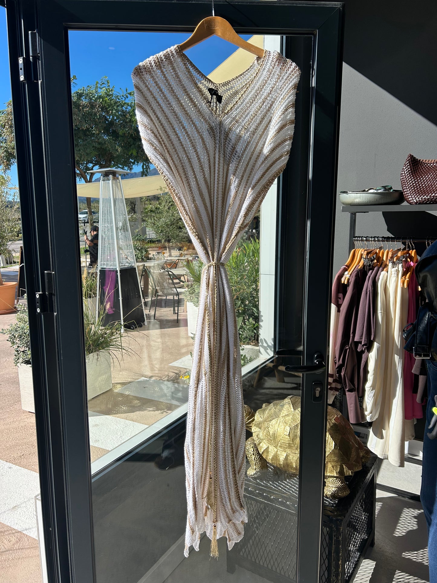 GOLD WHITE CROCHET DRESS