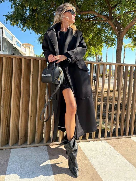 JACKET WITH BELT BLACK