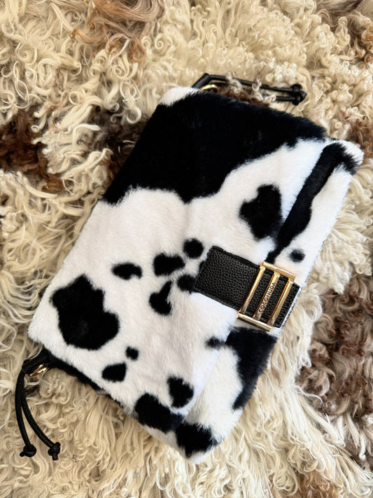 WHITE / BLACK LEOPARD – WITH EXTRA CHAIN FOR CROSSBODY WEAR