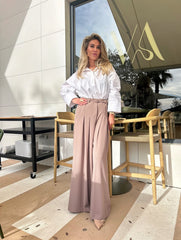 Trousers beige with white stripes