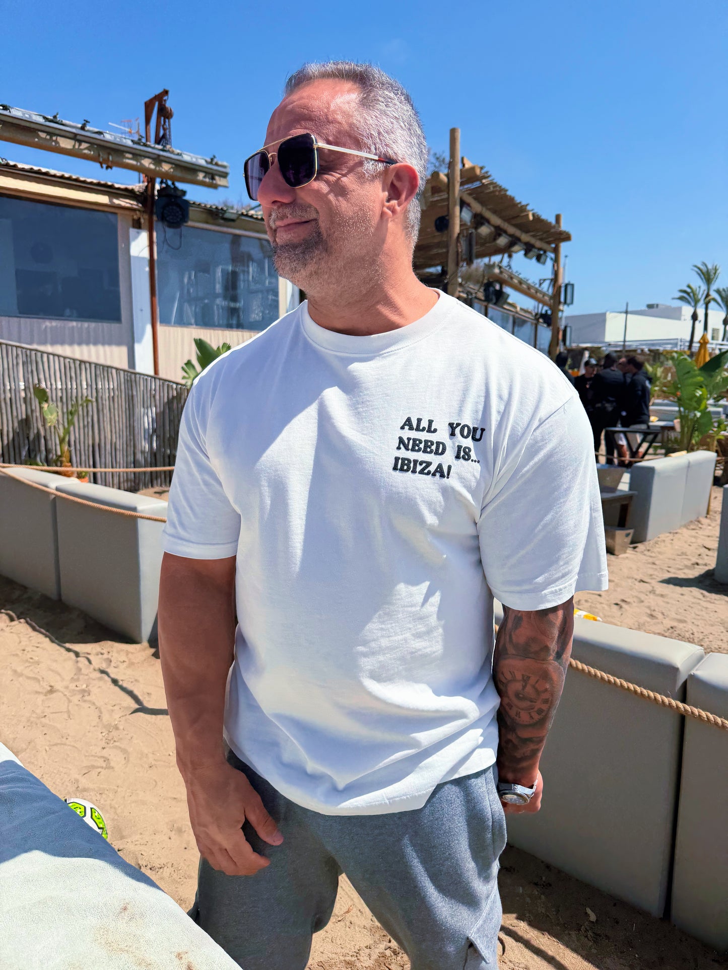 White oversized ALL YOU NEED IS IBIZA