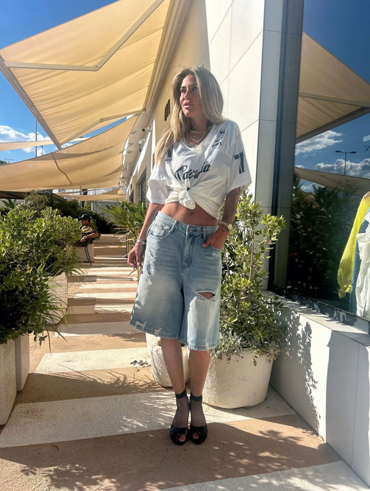 Short 3/4 light blue