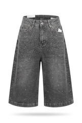 3/4 glitter short grey